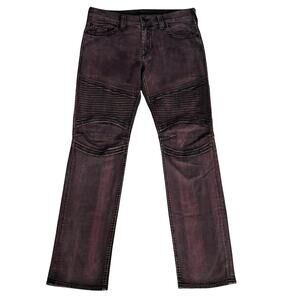 True Religion Size 34 Moto Slim Straight Leg Jeans Purple Wash Streetwear